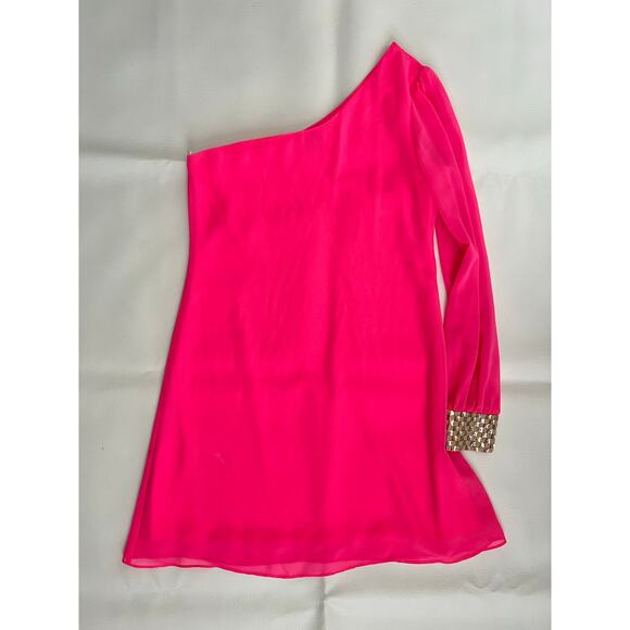 Jodi Kristopher hot pink one shoulder mini dress size‎ small Barbiecore romantic - Picture 3 of 9
